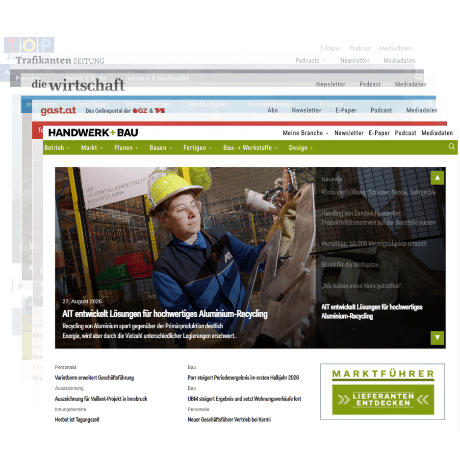 Digital MediaDer Österreichische Wirtschaftsverlag präsentiert sich online mit 8 Internetportalen und trägt damit dem Trend Rechnung, dass Online-Werbung in einem erfolgreichen Werbemix einen fixen Platz einnimmt.